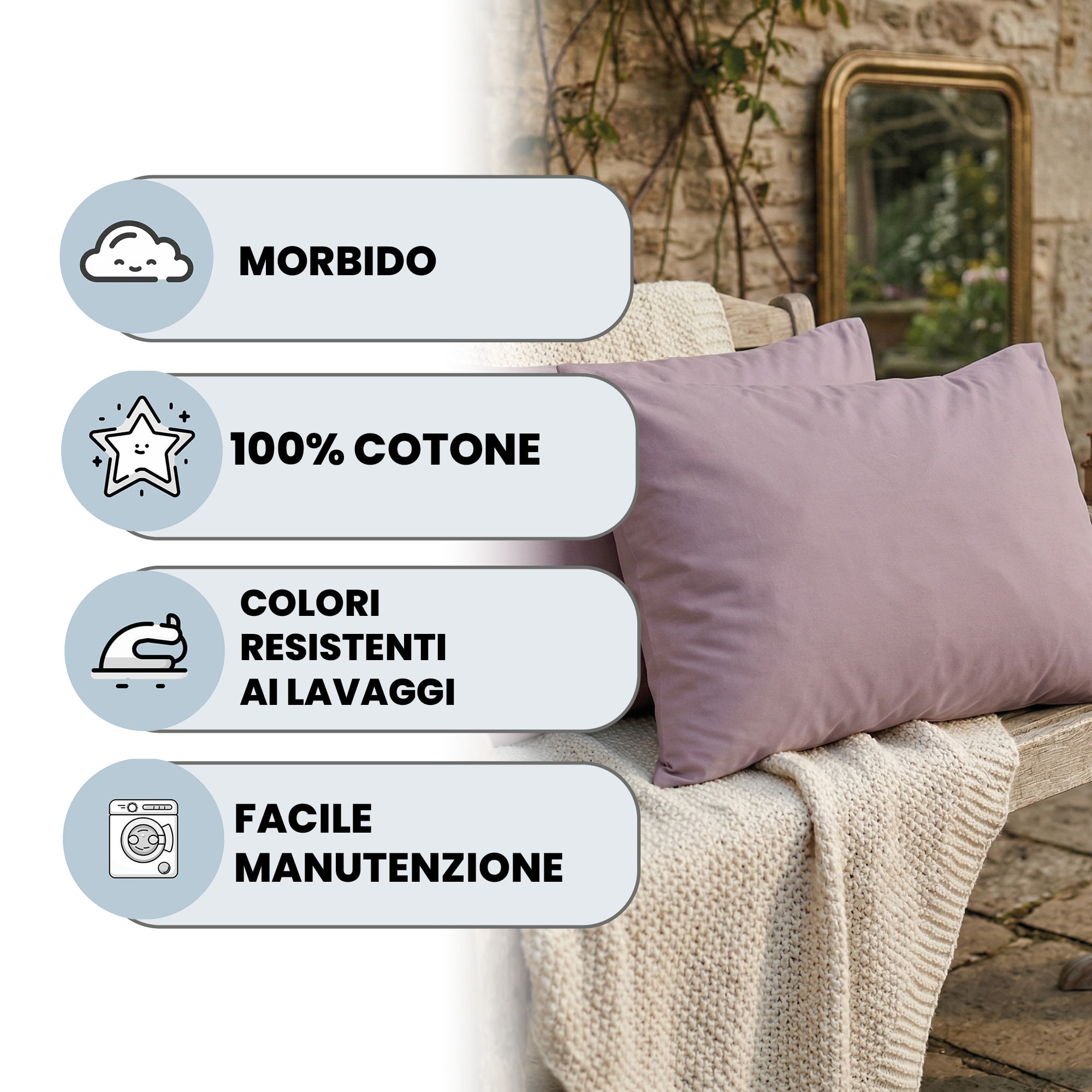 COPPIA FEDERE MAX COLOR, 100% Cotone, Made in Italy - ROSA ANTICO