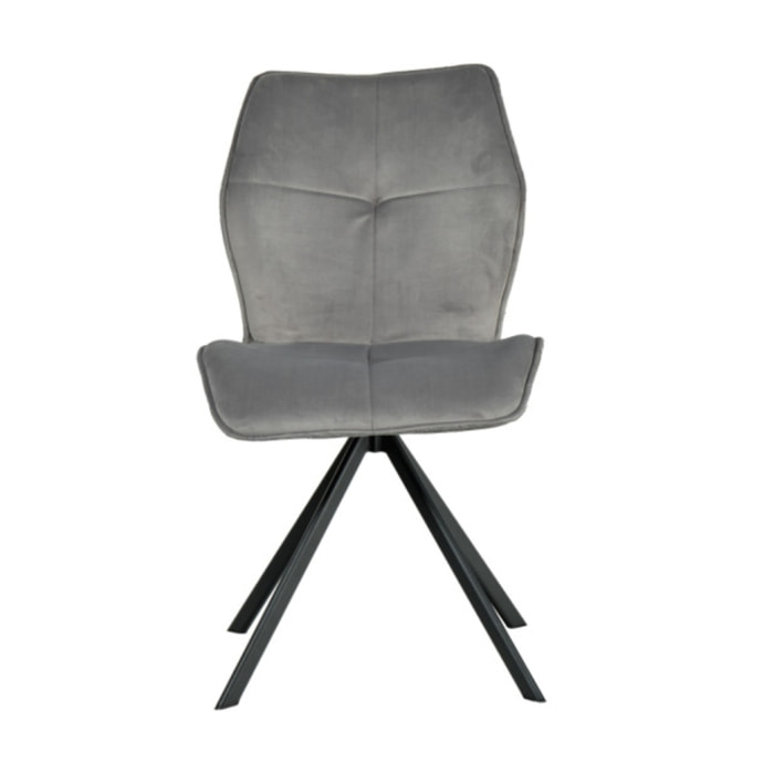 Chaise rotative 360° bicolore en velours et tissu & pieds en métal - 3 coloris - FLORENCE
