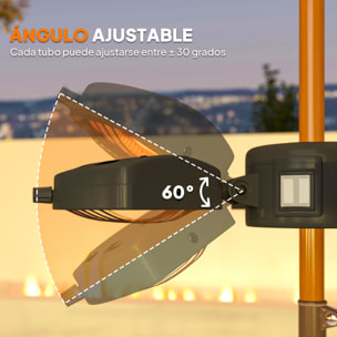 Calefactor por Infrarrojos para Parasol, 2400W, Estufa Exterior Eléctrica de Aluminio con 3 Niveles de Calentamiento, Protección Antivuelco, IP44, para Terraza, Patio y Jardín, Negro