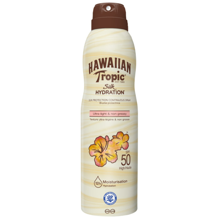 Pack de 2 - Hawaiian Tropic - Brume air soft Silk Hydration SPF50, 220 ml