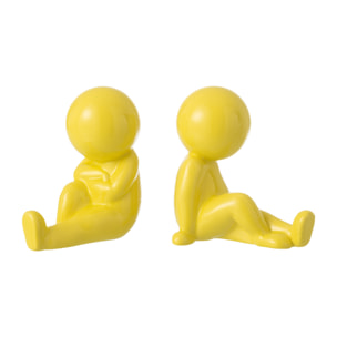 J-Line Serre-livre Marcel - grès - jaune - set de 2