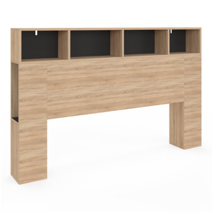 Tête de lit Léo bois et noire avec rangements 165 cm