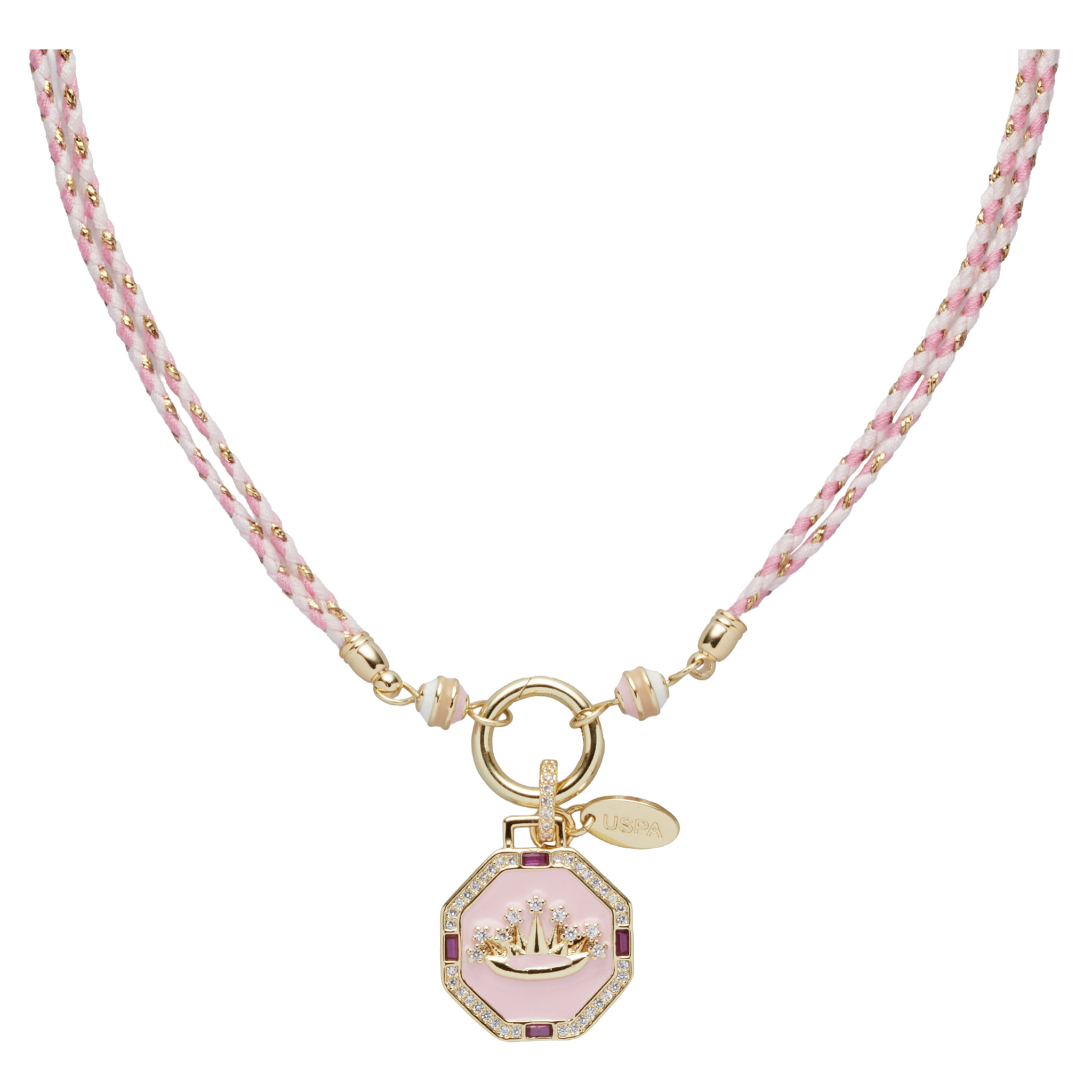 Collana U.S. Polo Assn. In cordino di cotone rosa