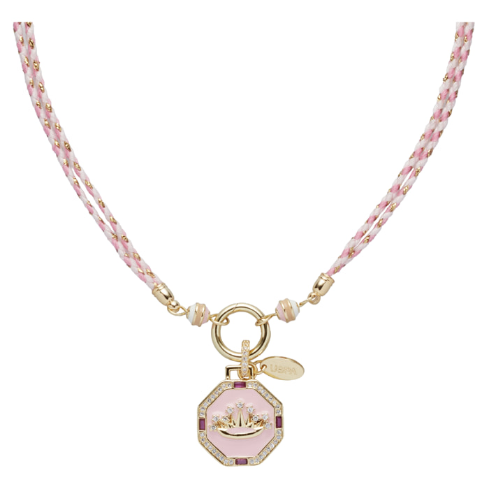 Collana U.S. Polo Assn. In cordino di cotone rosa