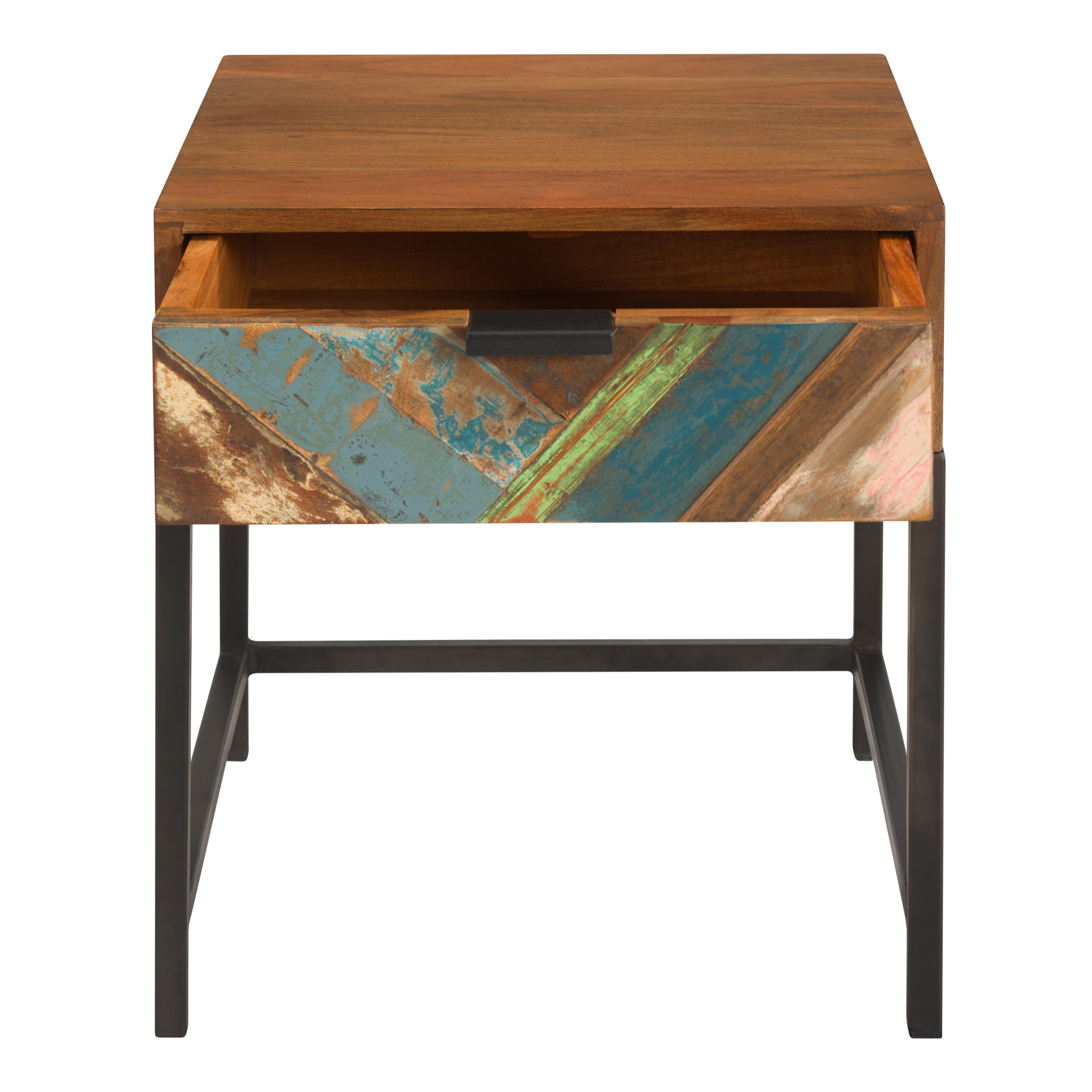 Table de chevet 1 tiroir en bois d'acacia et bois recyclé - Krabi