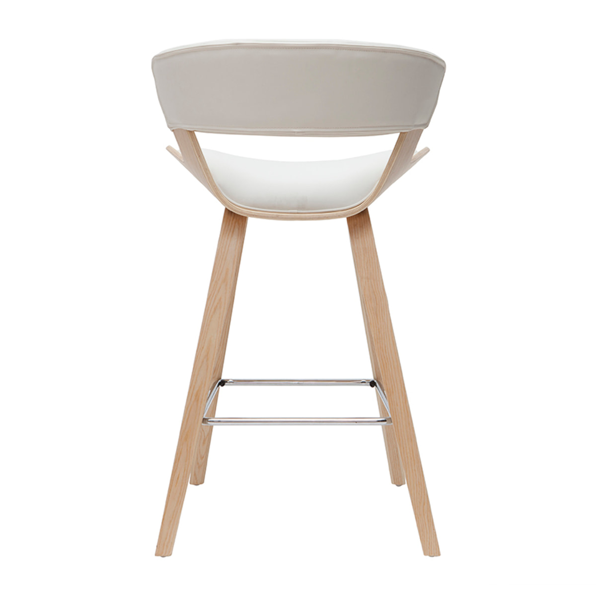 Tabourets de bar design blanc et bois clair H65 cm (lot de 2) SYRAH