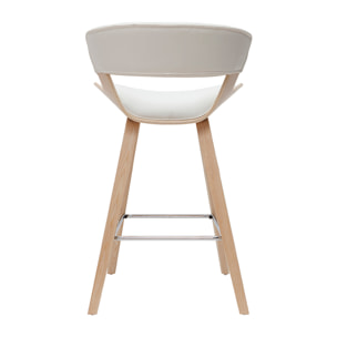 Tabourets de bar design blanc et bois clair H65 cm (lot de 2) SYRAH