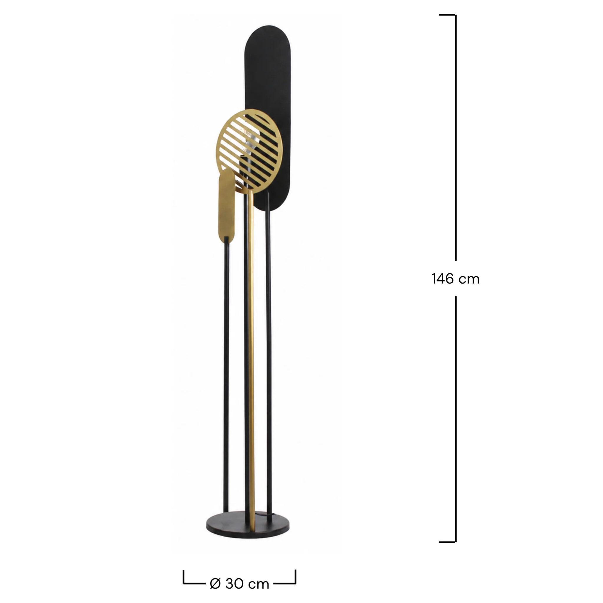 Lampadaire en métal noir et doré H146 cm - Totem