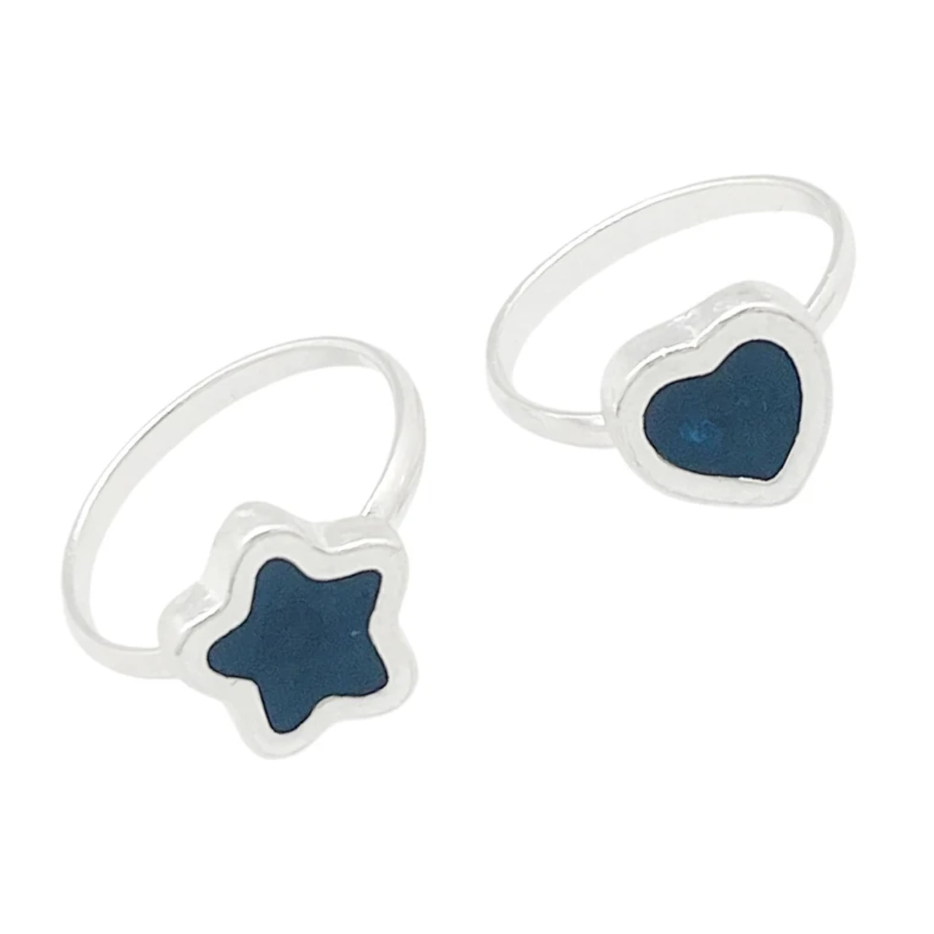 Pareja anillos Colors en plata 10µm y color azul marino