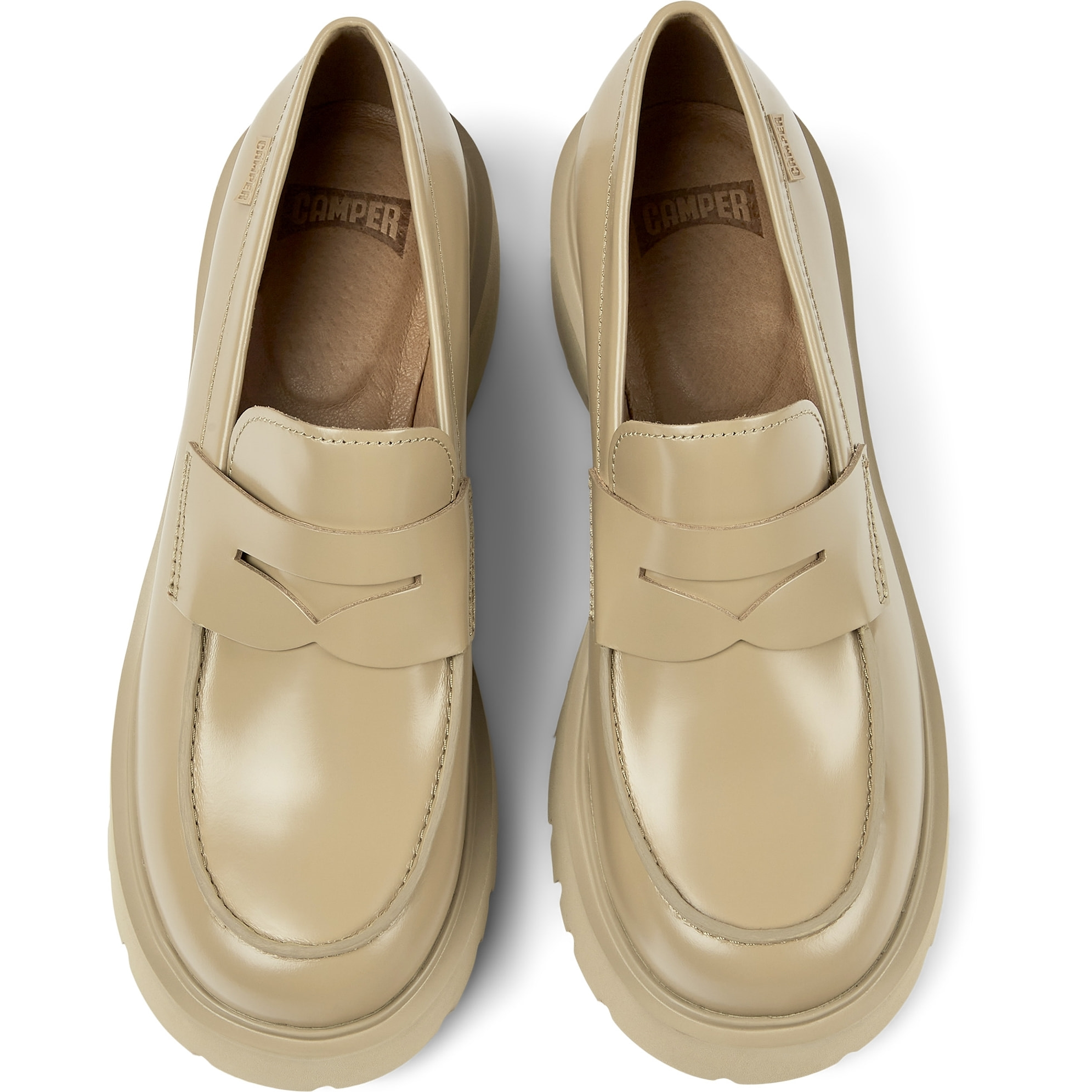 Mules - CAMPER Milah - Beige - Cuero liso