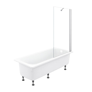 Pack baignoire droite 170 X 75 Brive + pare bain avec vidage blanc