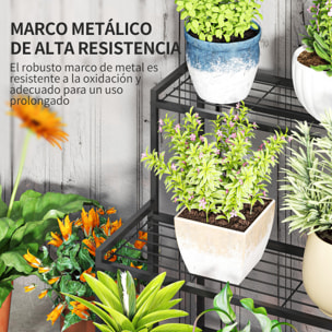 Soporte para Plantas de 3 Niveles Estantería para Plantas para Esquina Diseño en Escalera Soporte para Macetas Interior y Exterior 75x70x66 cm Negro