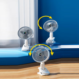Ventilatore a clip silenzioso, 3 impostazioni di velocità con rotazione manuale verticale e orizzontale di 360°.