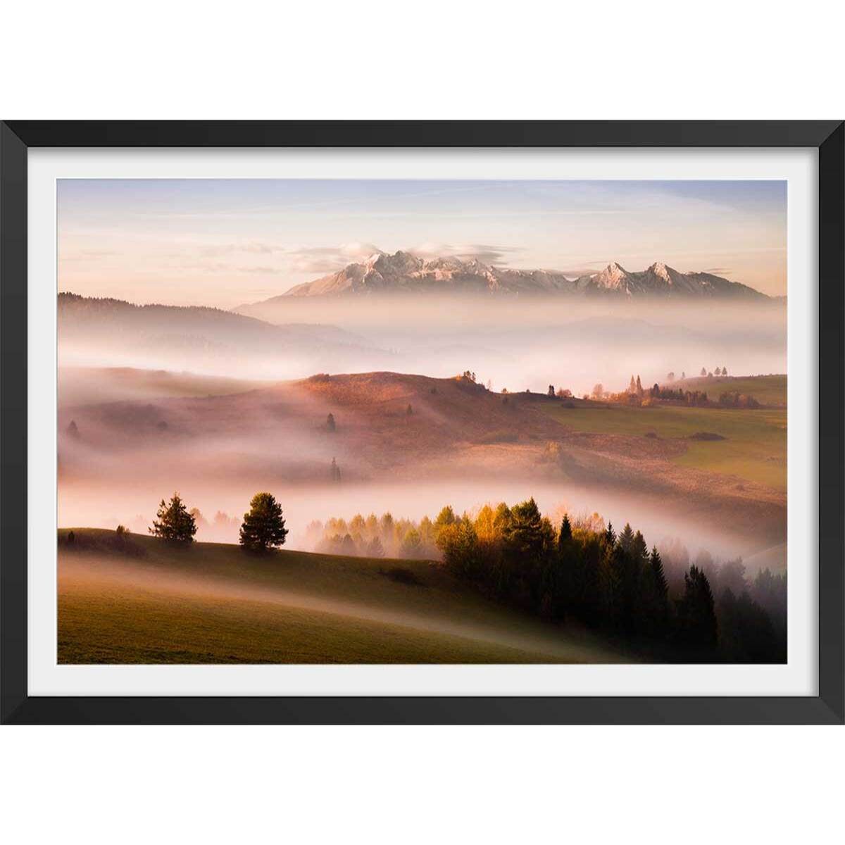 Affiche Automne serein et silence Affiche + cadre en bois - Noir