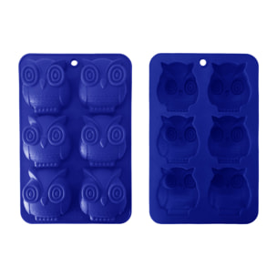 Lot de 6 mini moules en silicone forme Hibou, Happy Cake