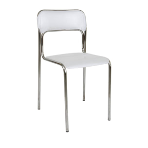 Sedia moderna in metallo e polipropilene, per sala da pranzo, cucina o salotto, cm 43x45h81, Seduta h cm 48, colore Bianco