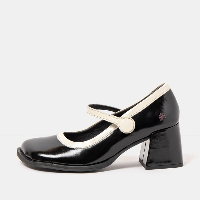 Zapatos 1709 NAPPA SHINNY BLACK-CREAM / VERONA color Black-cream