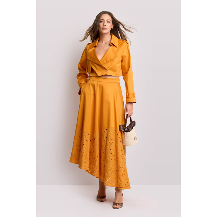 Kocca - Giacca corta stile trench Donna, Tinta unita, Scollo a V