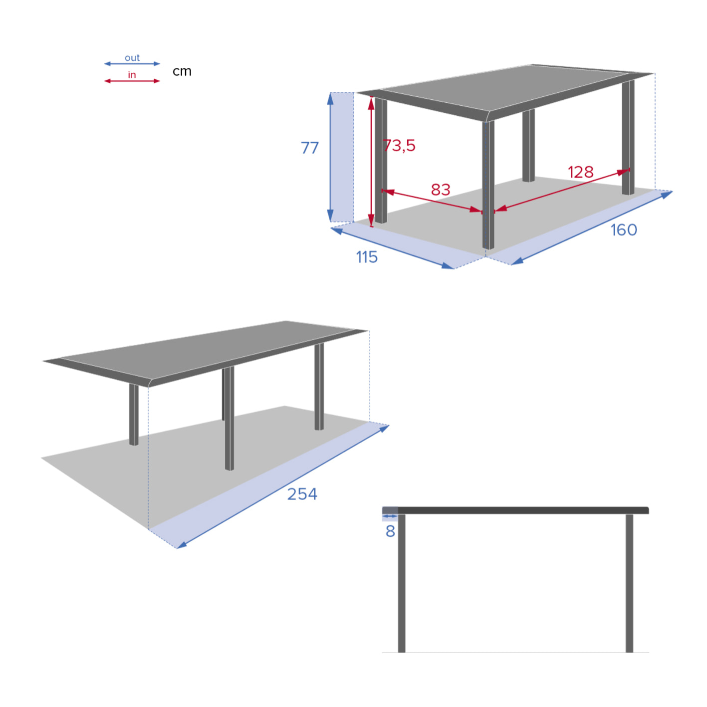 Table de jardin extensible Allure Effet bois muscade & Graphite