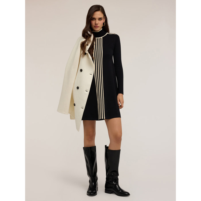 Motivi - Vestito corto in maglia con profili in contrasto colore - Nero