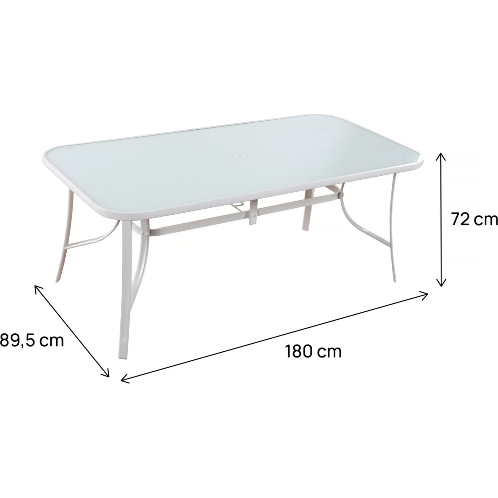 Table Pliante Jardin Bois Exotique Hong Kong - 135x80x74 Cm, Marron Clair, Trou Parasol, Huilée - 12