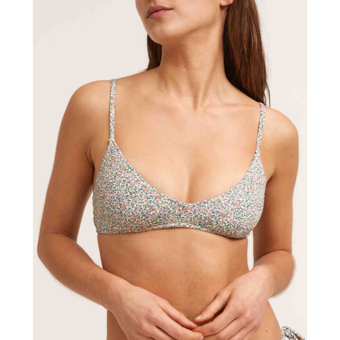 Top de bikini con estampado de flores