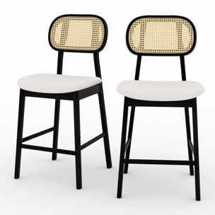 Lot de 2 chaises pour îlot central en tissu beige 64,5 cm - Maria