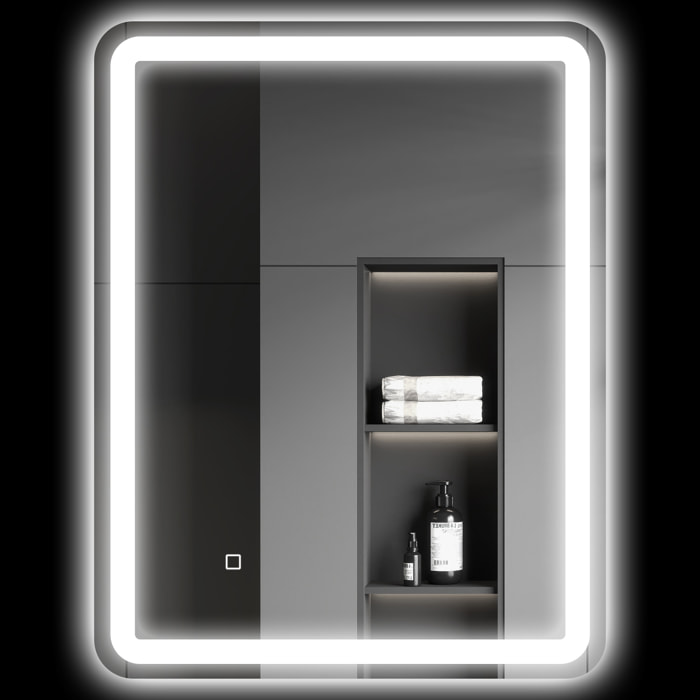 Espejo de Baño con Luces LED 60x80 cm Espejo de Pared Antivaho con 3 Temperaturas de Color Regulable y Función de Memoria Horizontal y Vertical