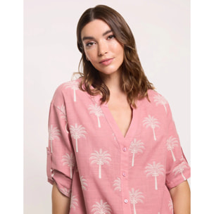 Camisa Estampado Bordado Rosa - Australis