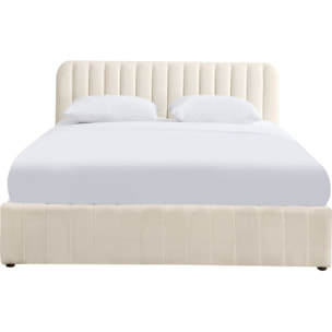 Lit coffre avec tête de lit en velours - AVA