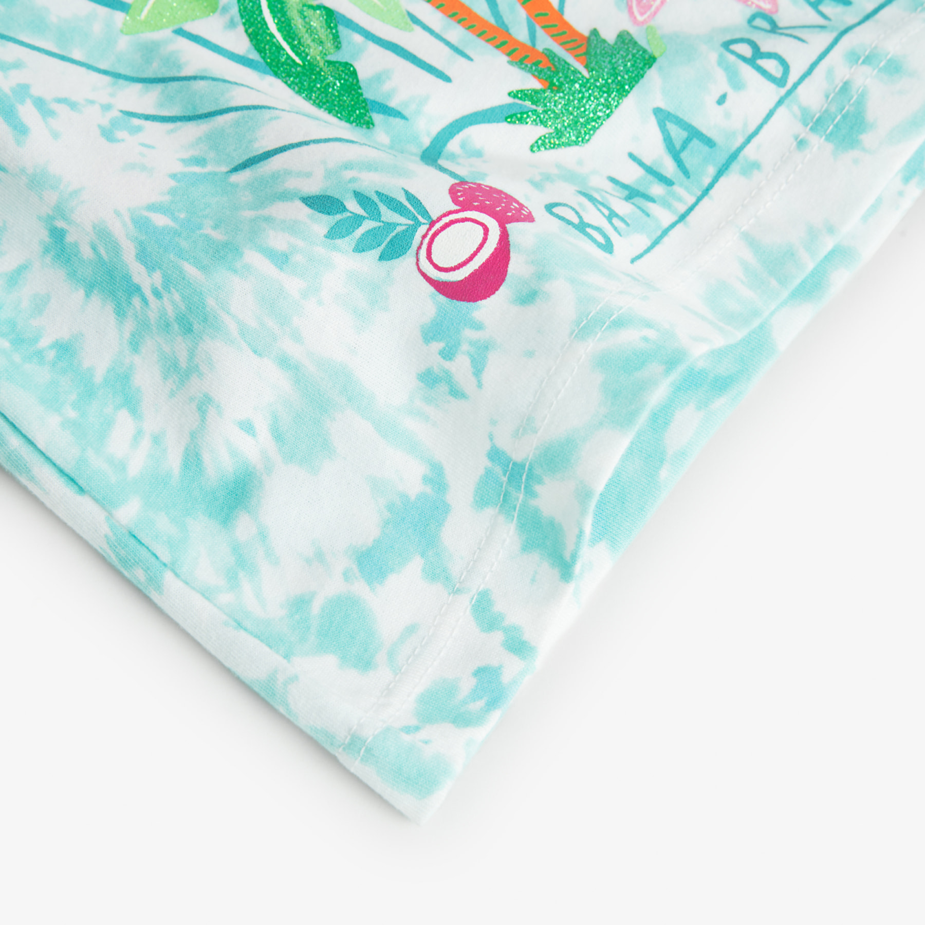 Camiseta estampada niÃ±a, algodÃ³n, mangas cortas, azul claro