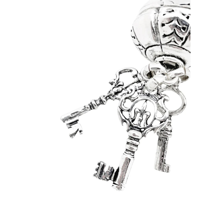 Cuelgabolso_llavero esfera con llaves en plata chapado