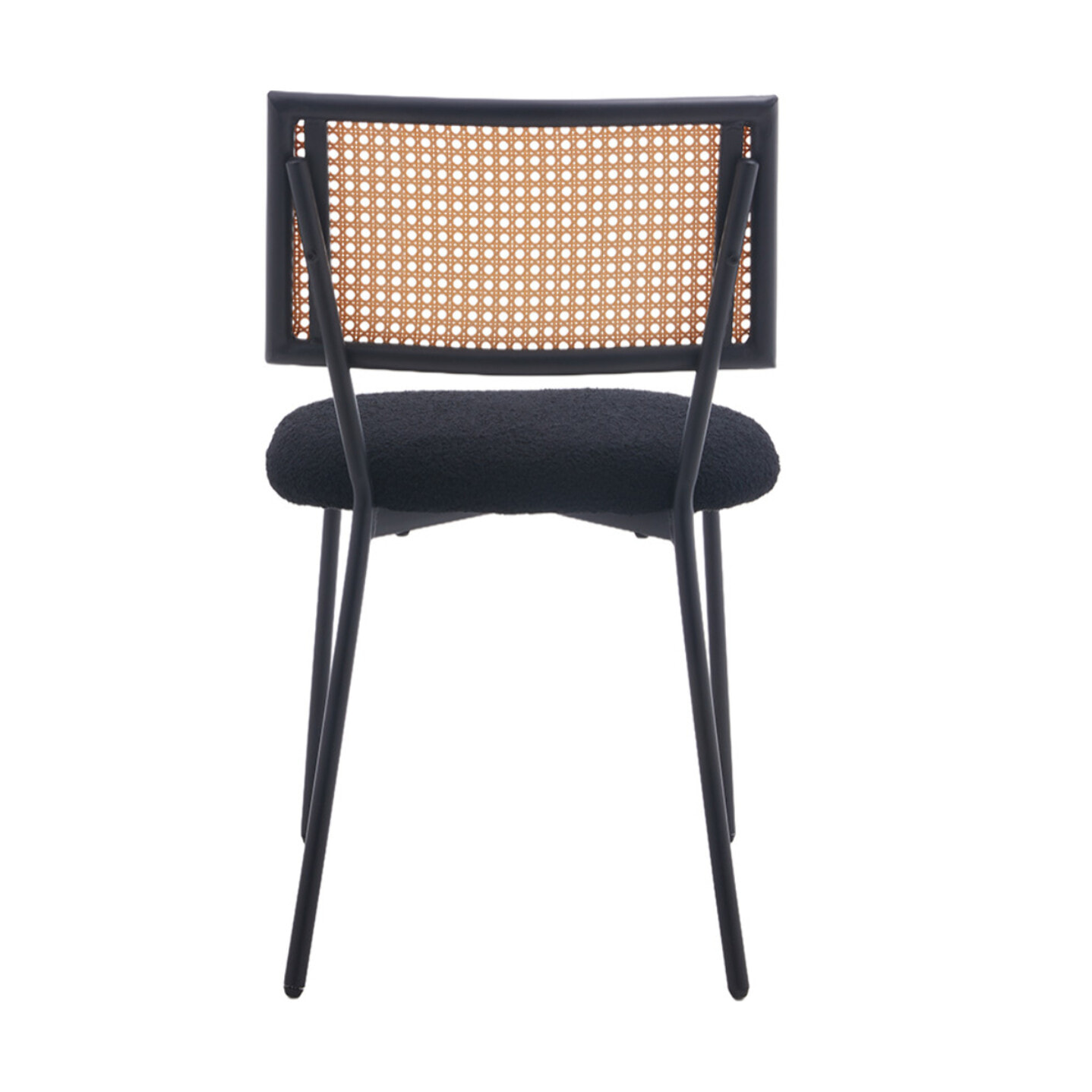 Luciano - lot de 2 chaises cannage - en tissu bouclette - Noir