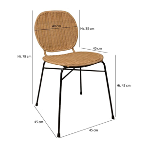 Lot de 2 chaises en rotin et pieds en métal NINA