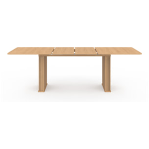 Table repas extensible Faustine 160-240cm bois pieds effet tasseaux