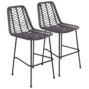 Lot de 2 tabourets de bar en rotin synthétique noirs OKA
