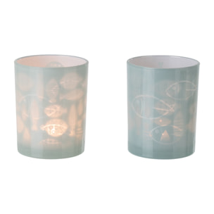 J-Line Photophore Poisson - verre - gris - medium - 2 pièces