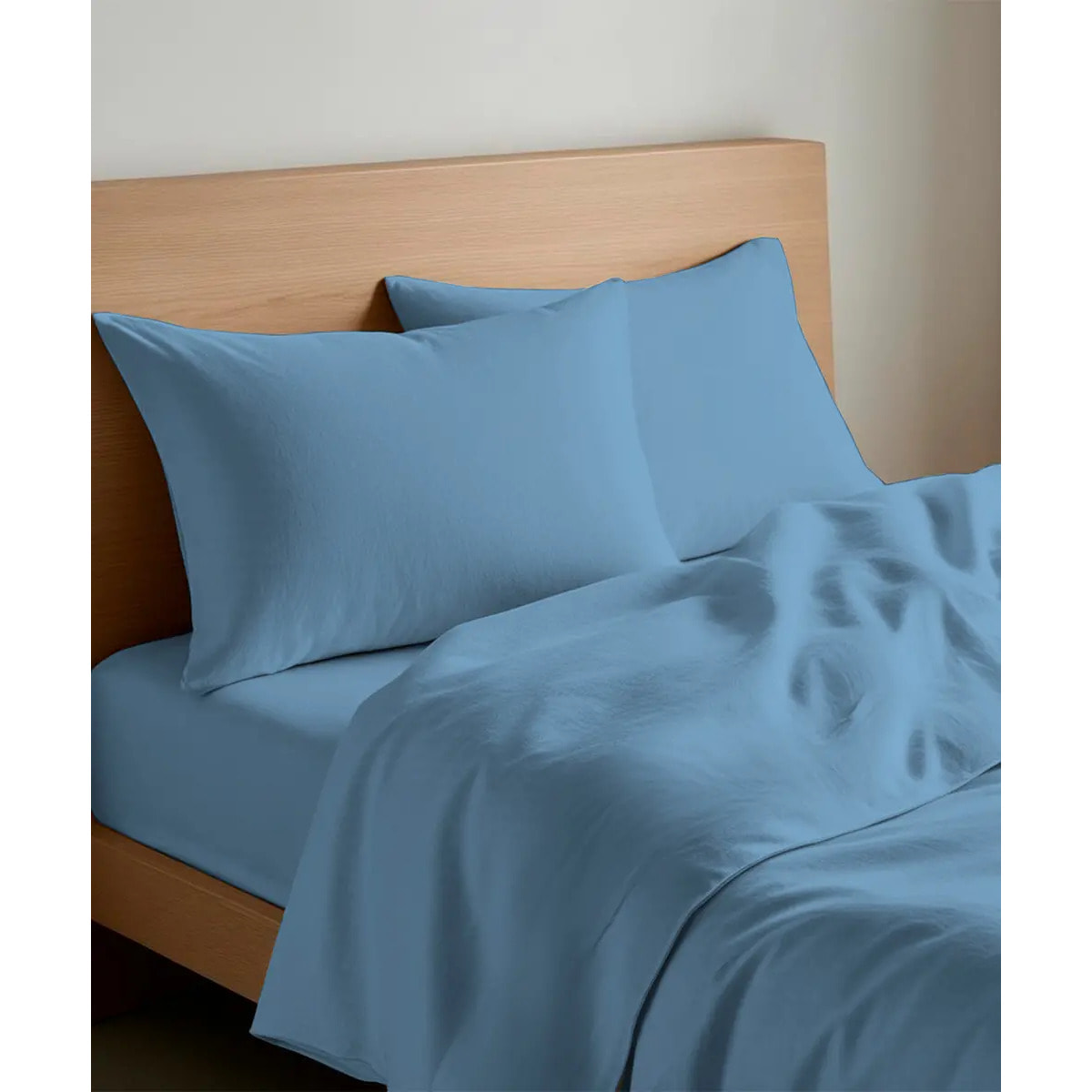Parure CopriPiumino e Federe PERCALLE AZZURRO tinta unita per letto matrimoniale 100% Percalle di Cotone e Made in Italy