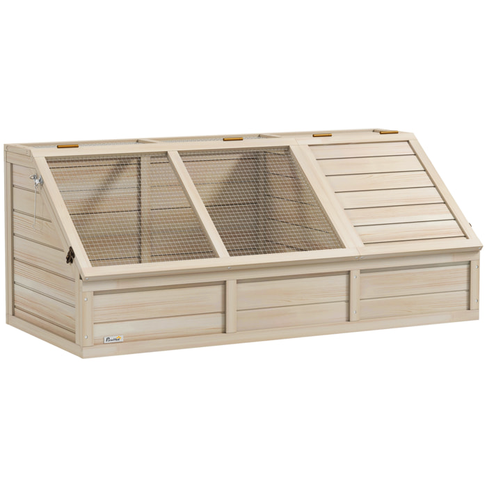 Maison enclos pour tortues - espace niche et enclos - porte haute verrouillable - bois naturel