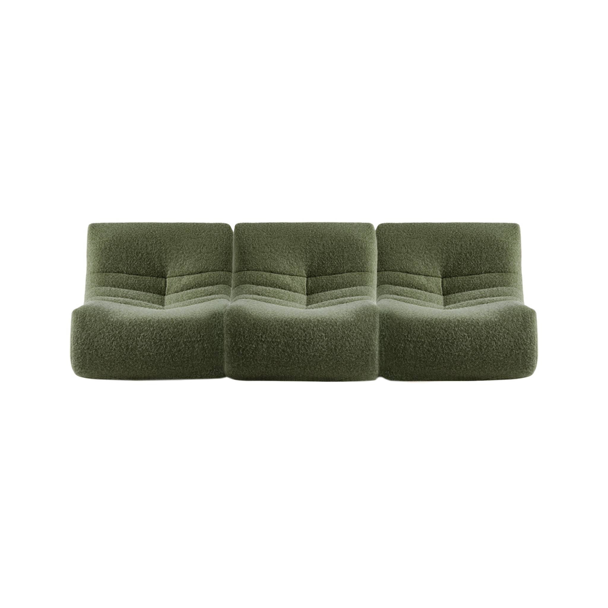 Chauffeuse tissu effet alpaca 3 places. kaki. style contemporain. L 91 x P 105 x H 72cm