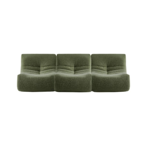 Chauffeuse tissu effet alpaca 3 places. kaki. style contemporain. L 91 x P 105 x H 72cm