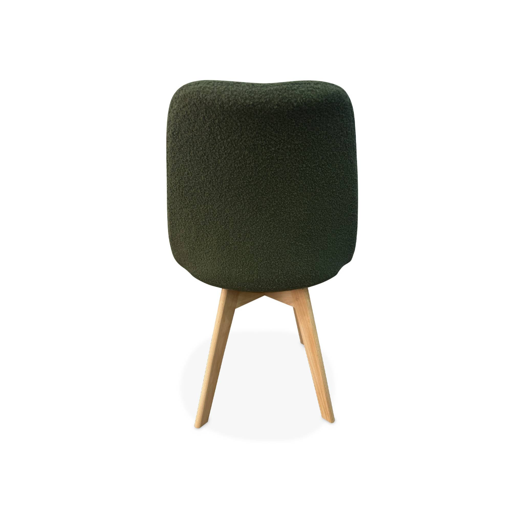 Lot de 4 chaises scandinaves NILS revêtement bouclette kaki. pieds bois de hêtre. chaise 1 place