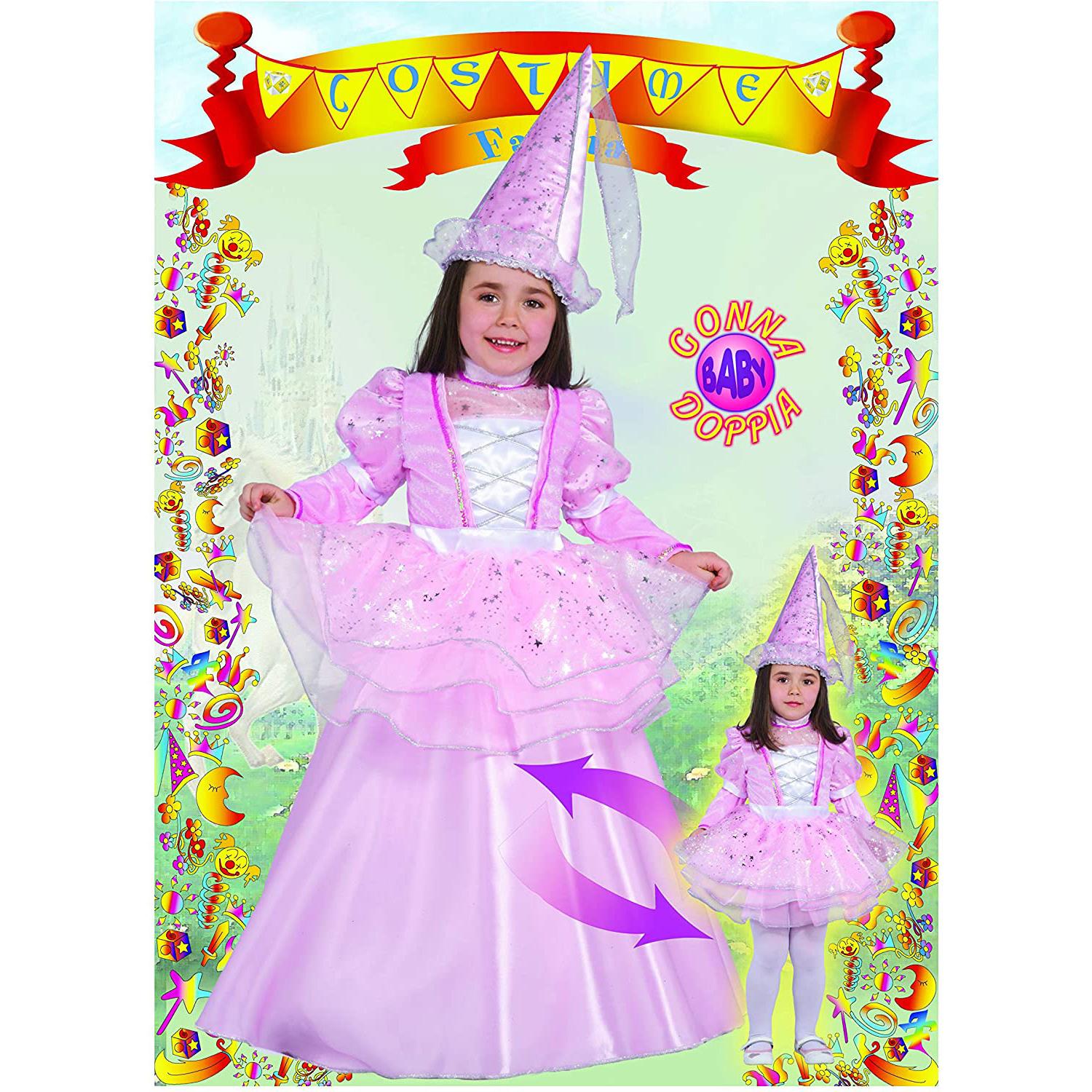 Costume Carnevale Travestimento 2 In 1 Fatina Rosa Bambina Originale