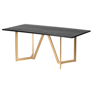 Mesa Comedor Mdf Metal Negra Dorada 180x90x75 Cm