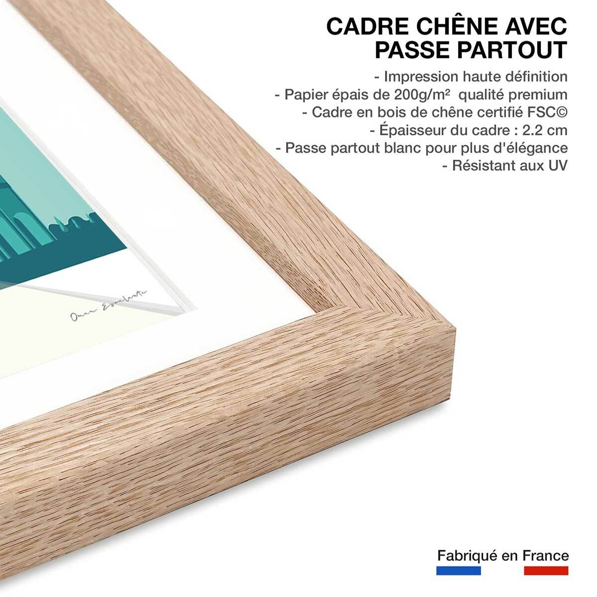 Affiche ville voyage Rome et son colisée Affiche + cadre en bois - Chêne