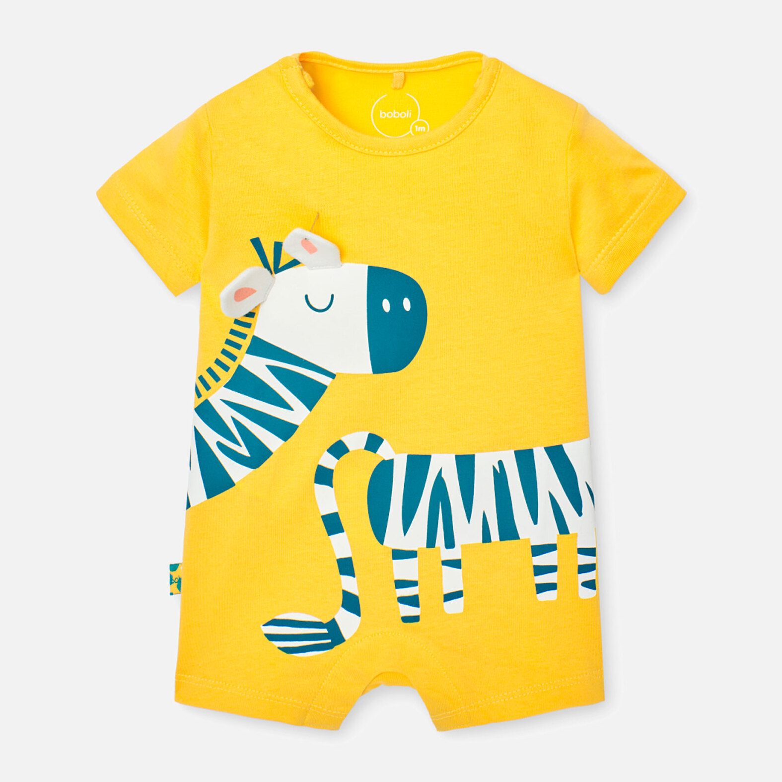 Pelele corto recién nacido, algodón estampado, amarillo