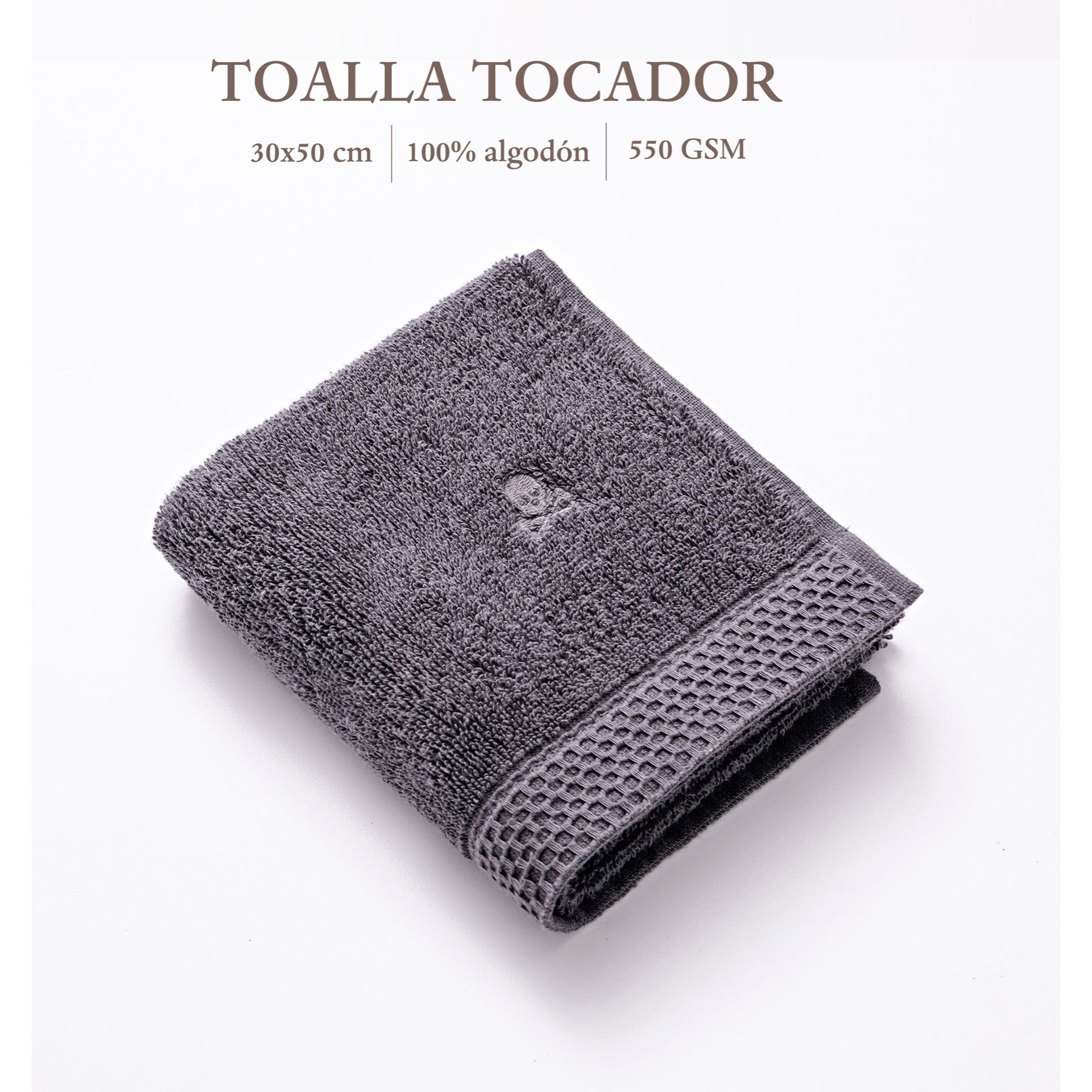 Toalla Gris 100% algodón 550gsm logo bordado scalpers home