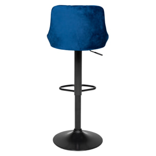 Tabouret de bar en velours bleu ROBIN