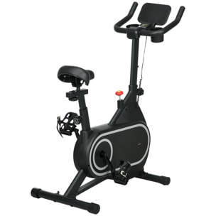 Bicicleta Estática Bicicleta de Fitness con Resistencia Ajustable en 8 Niveles Pantalla LCD Volante Silencioso y Soporte para Botella Carga 150 kg para Entrenamiento en Hogar Gimnasio Negro