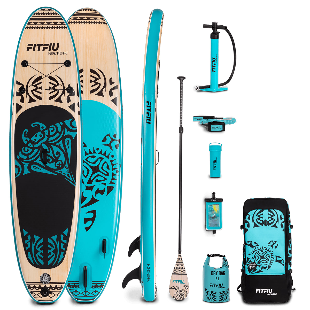 Tabla paddle surf hinchable KOEKOHE FITFIU con diseño maorí